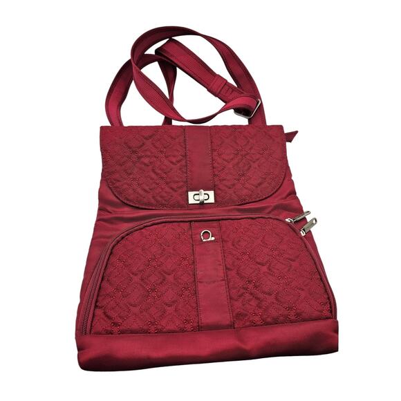 Travelon Wine Quilted Crossbody Purse RIFD Security Dark Red - Picture 1 of 6